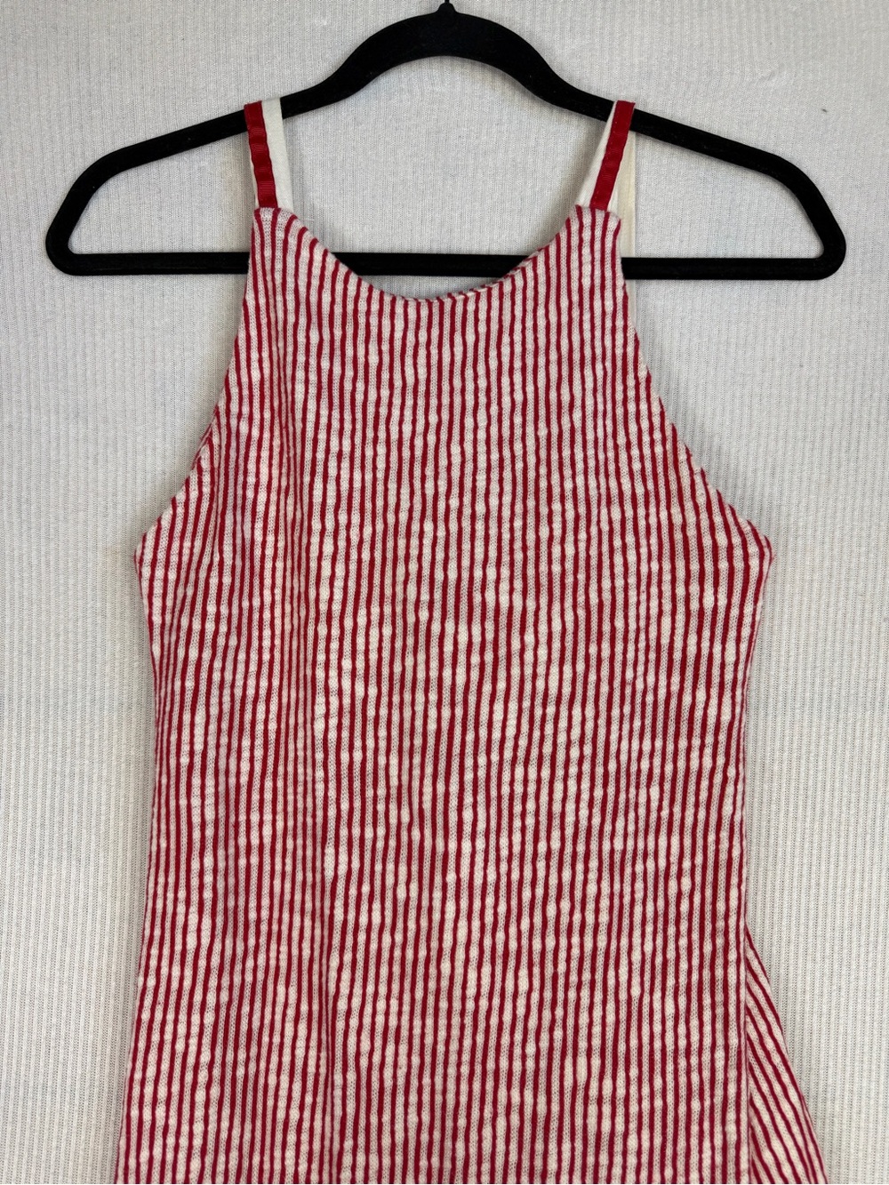 Zara Red White Striped Lace-Up Back Midi Dress Size Small Coastal Cottagecore - Picture 3 of 12